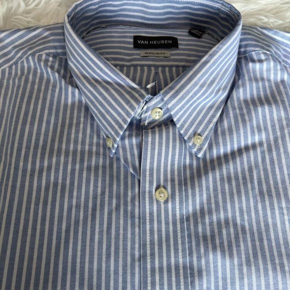 Van Heusen Mens Oxford Blue Striped Long Sleeve - Picture 7 of 7
